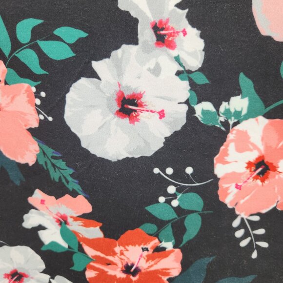 Floral Raglan Baseball Tee Striped Long Sleeve Black Pink Women’s Size L So Soft - Picture 4 of 13